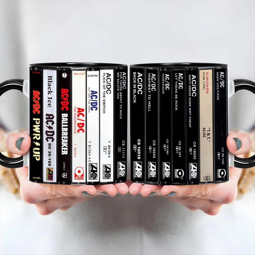 AC_DC Albums Cassette Collection Retro Accent Mug