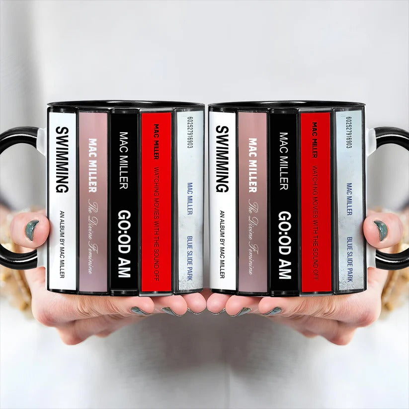Mac Miller Albums Cassette Collection Retro Accent Mug