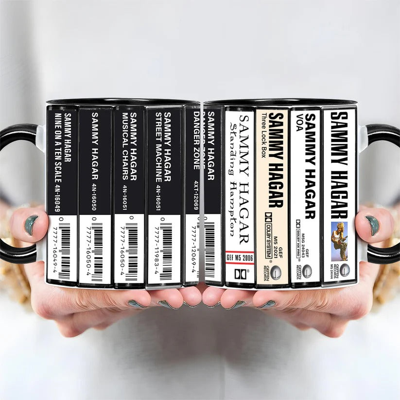 Sammy Hagar Albums Cassette Collection Retro Accent Mug