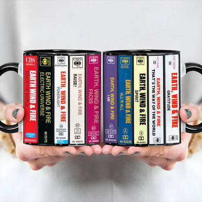 Earth, Wind and Fire Albums Cassette Collection Retro Accent Mug