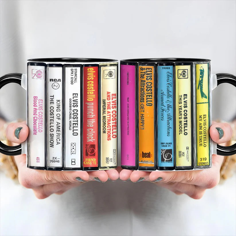 Elvis Costello Albums Cassette Retro Collection Accent Mug