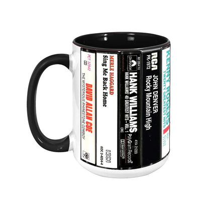 Classic Country Music Albums Cassettes Retro Accent Mug