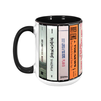 Huey Lewis Albums Cassette Collection Retro Accent Mug