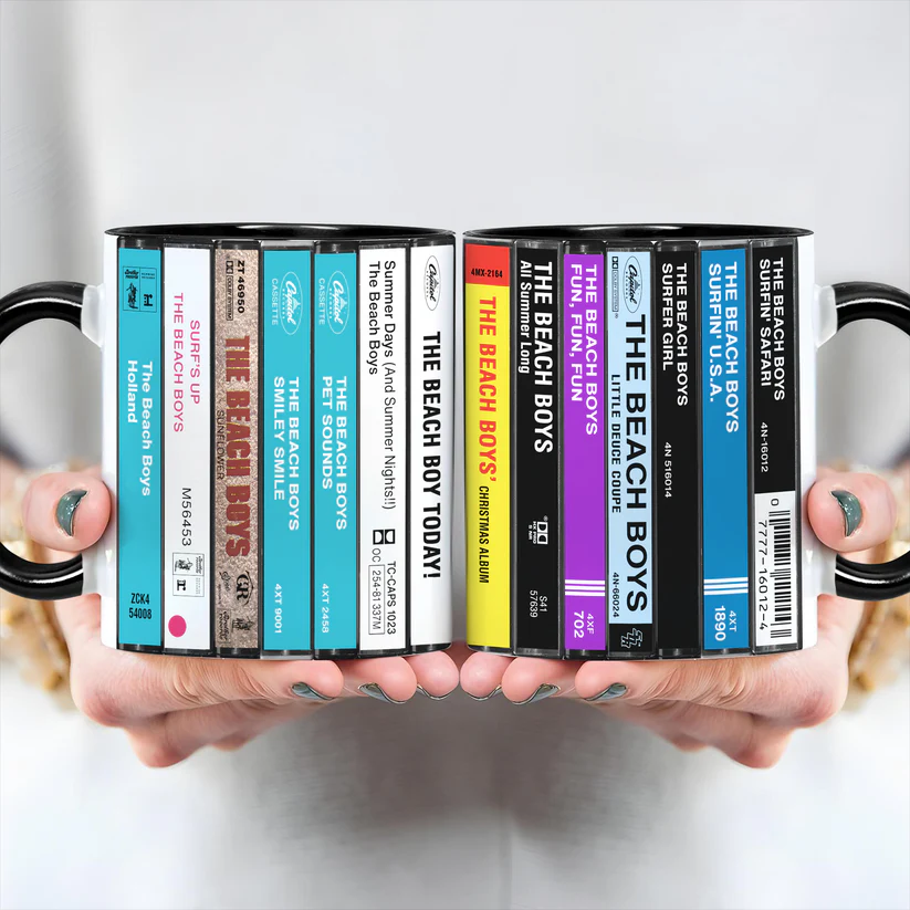 The Beach Boys Albums Cassette Collection Retro Accent Mug