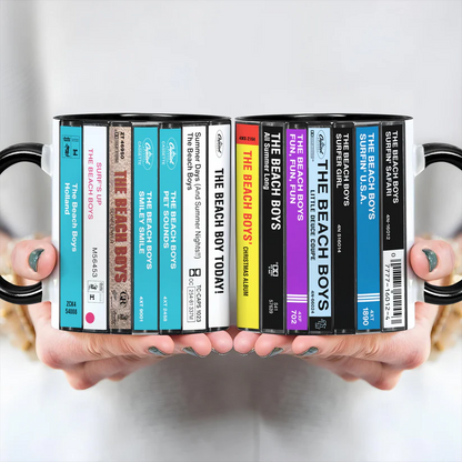 The Beach Boys Albums Cassette Collection Retro Accent Mug