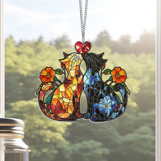 Valentine’s Day Gifts Cat Couple Acrylic Hanging , Acrylic Window Hanging