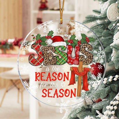 Jesus is the Reason for the Season Ornament, Circle Glass Ornament