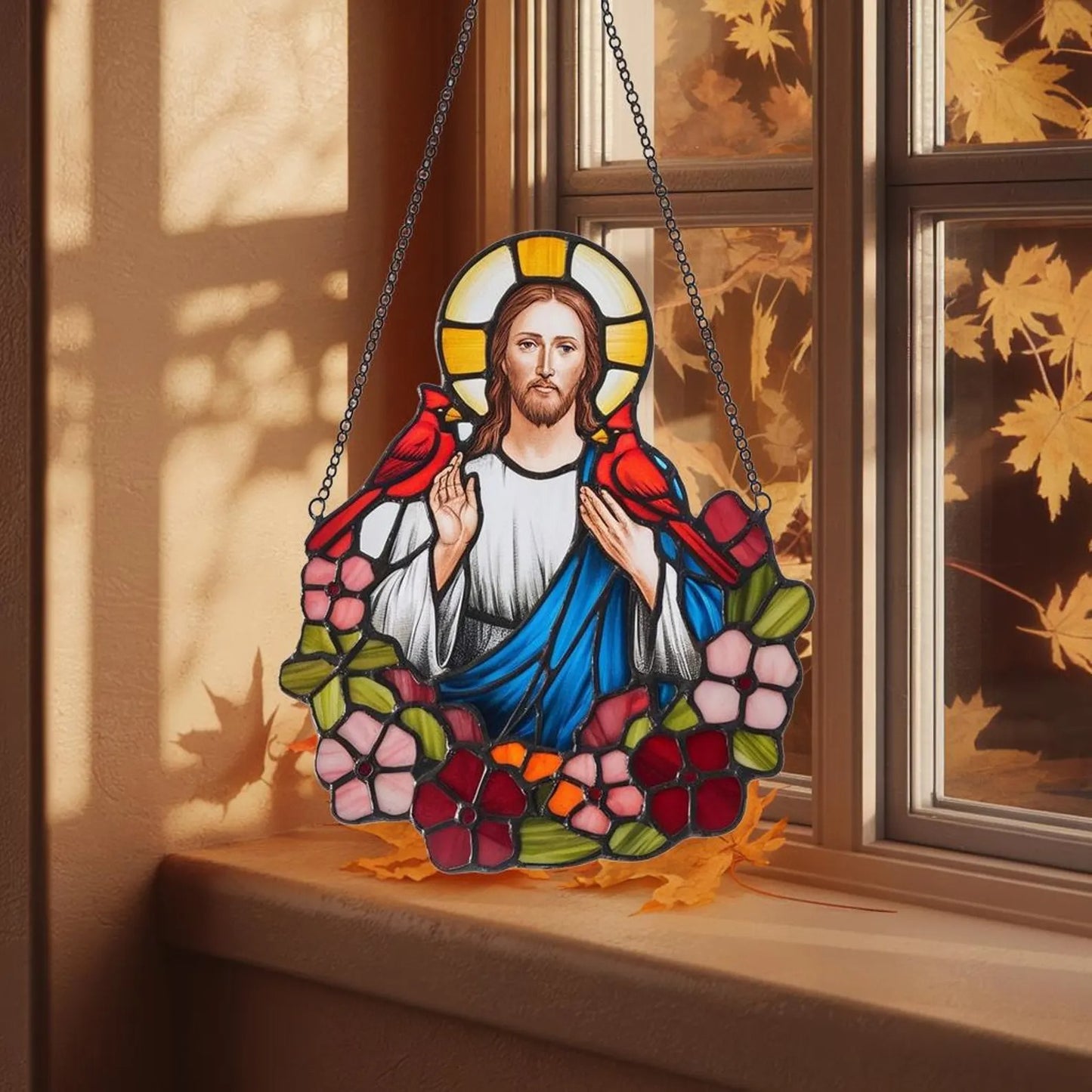 Jesus With Cardinals Acrylic Window