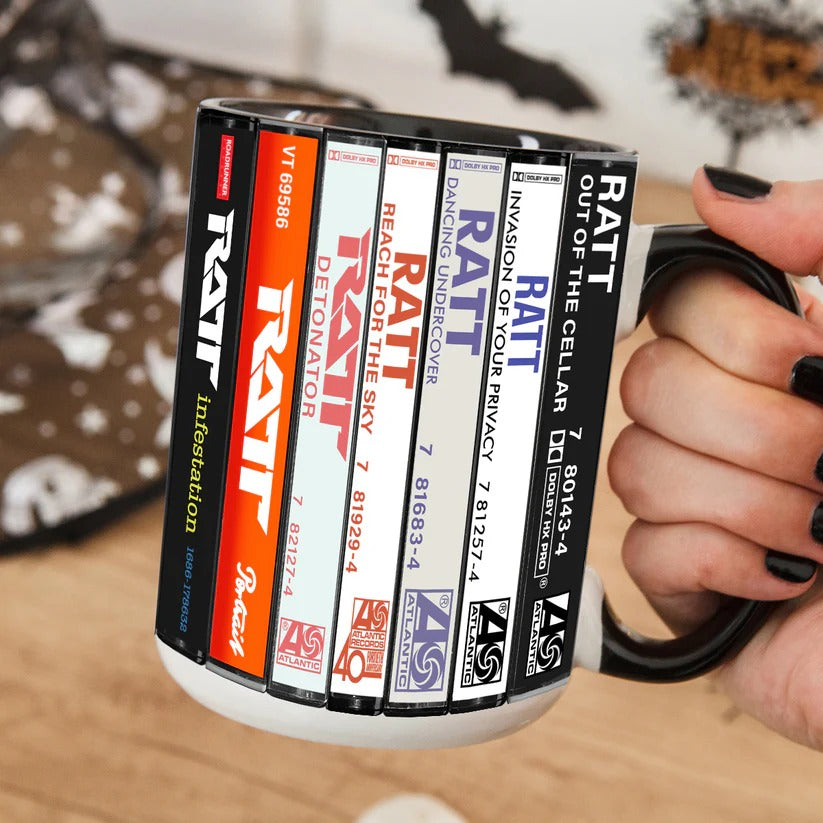 Ratt Albums Cassette Collection Retro Accent Mug