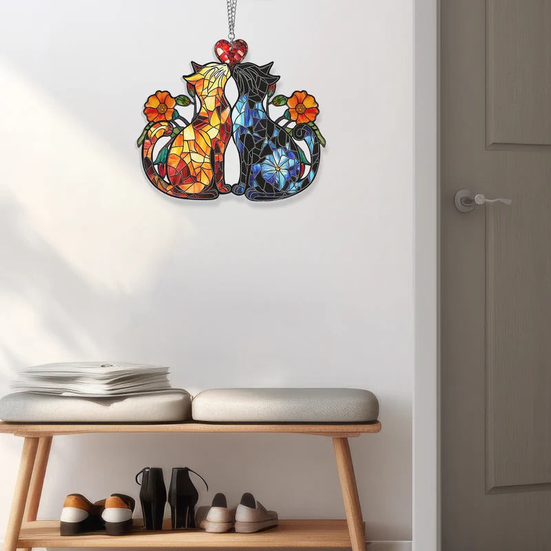 Valentine’s Day Gifts Cat Couple Acrylic Hanging , Acrylic Window Hanging