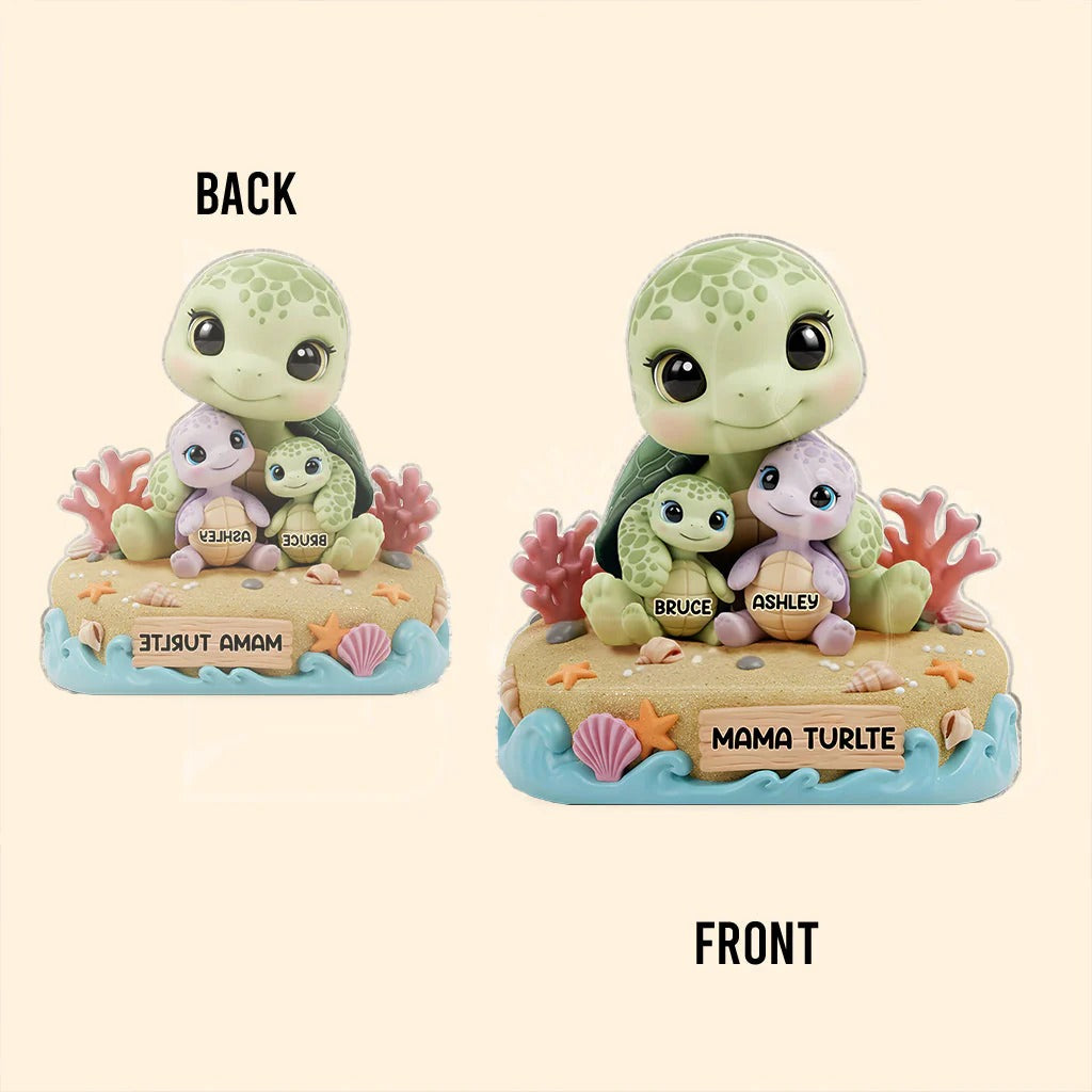 Mama Turtle - Personalized Mother Custom Shaped Acrylic Plaque