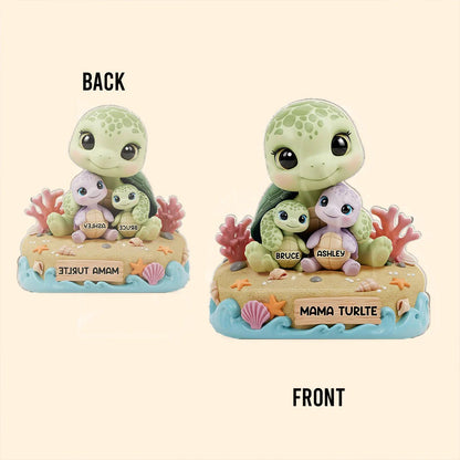 Mama Turtle - Personalized Mother Custom Shaped Acrylic Plaque