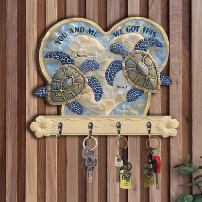 Couple Turtle You And Me - Personalized Turtle Custom Shaped Key Rack