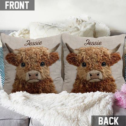 Cute Highland Cow - Personalized Highland Cow Pillow