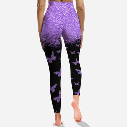 Love Purple Butterflies - Personalized Hoodie And Leggings