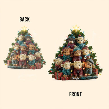 Christmas Highland Cow - Personalized Custom Shaped Acrylic Plaque