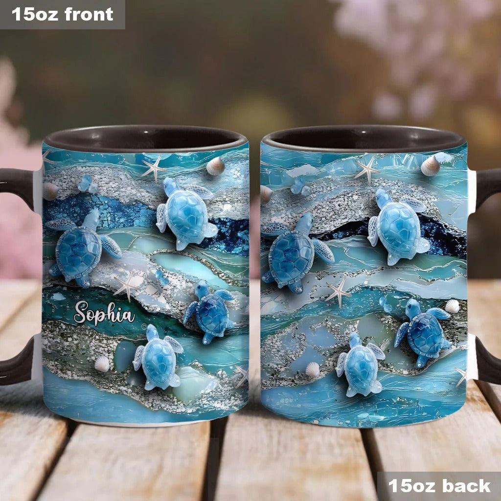 Love Turtles, Personalized Turtle Accent Mug