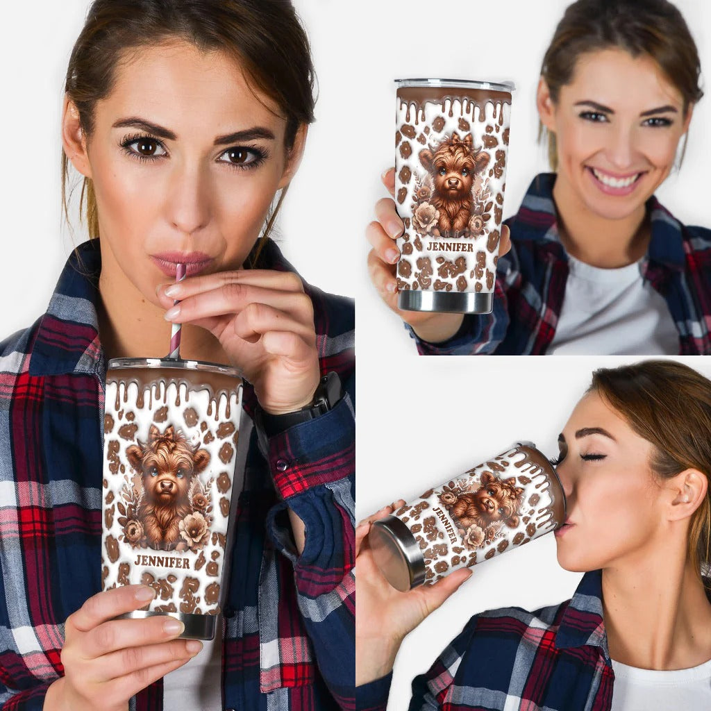 Personalized Beautiful Highland Cow Tumbler