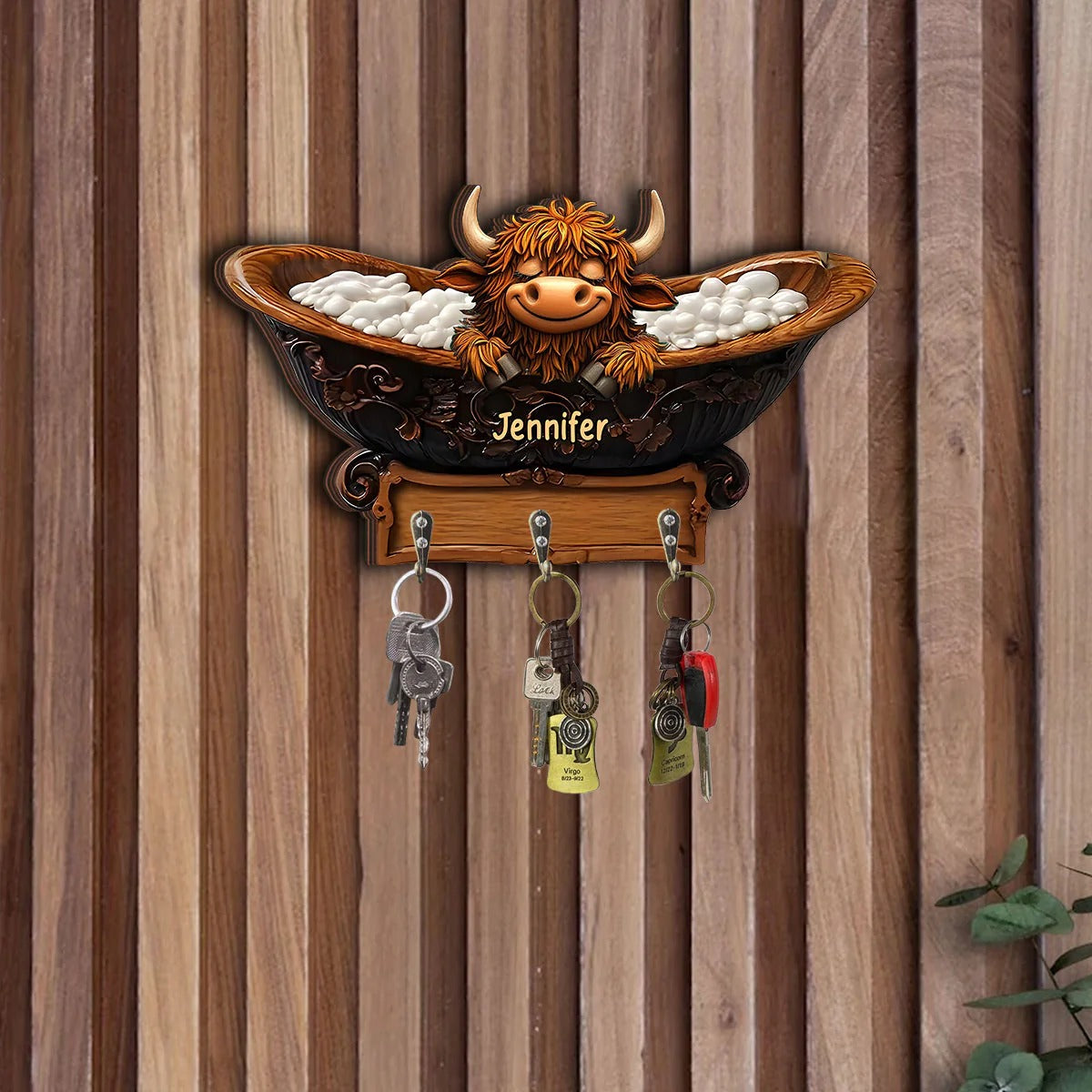 Cute Highland Cow - Personalized Custom Shaped Key Rack