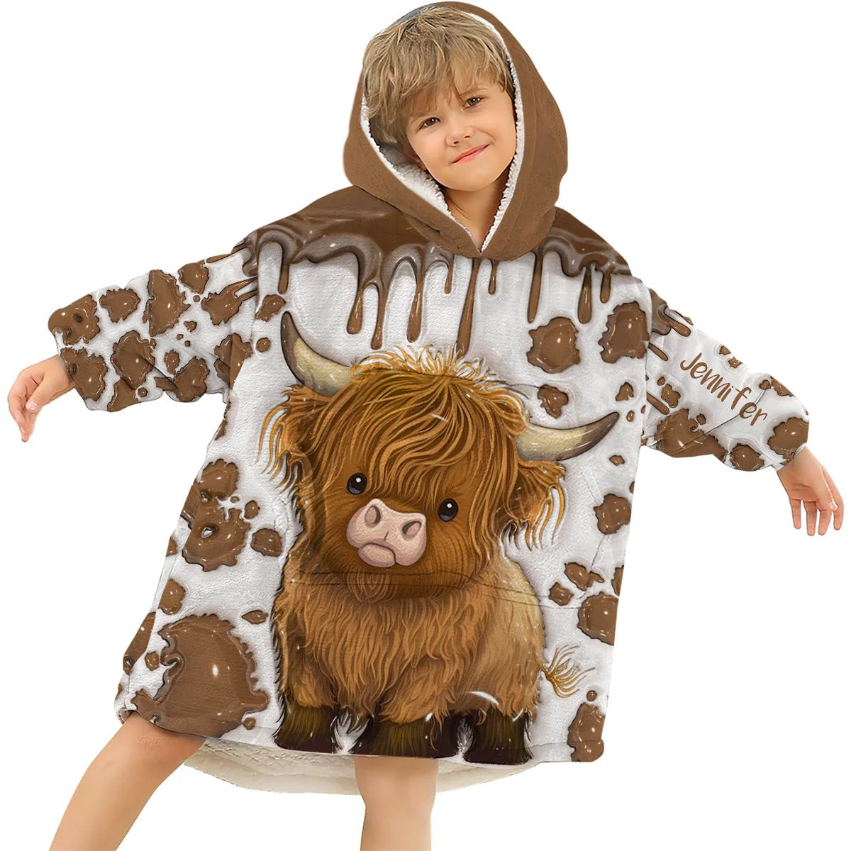 Just A Girl Who Loves Highland Cow - Personalized Blanket Hoodie