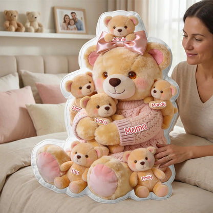 Mom Bear Custom Shape Pillow - Personalized Gifts For Mother, Gift for mom