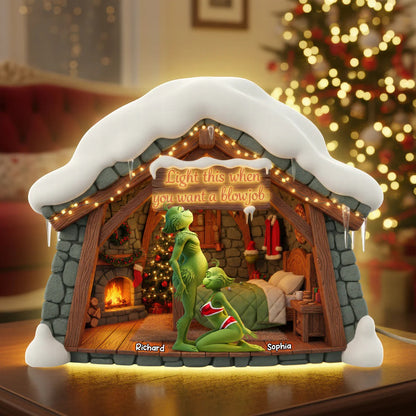 Naughty Green Custom Shape Acrylic Light Box - Personalized Gift For Couples