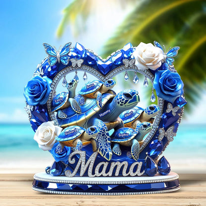 Sparkling Mama Turtle Plaque - Personalized Gifts For Mom
