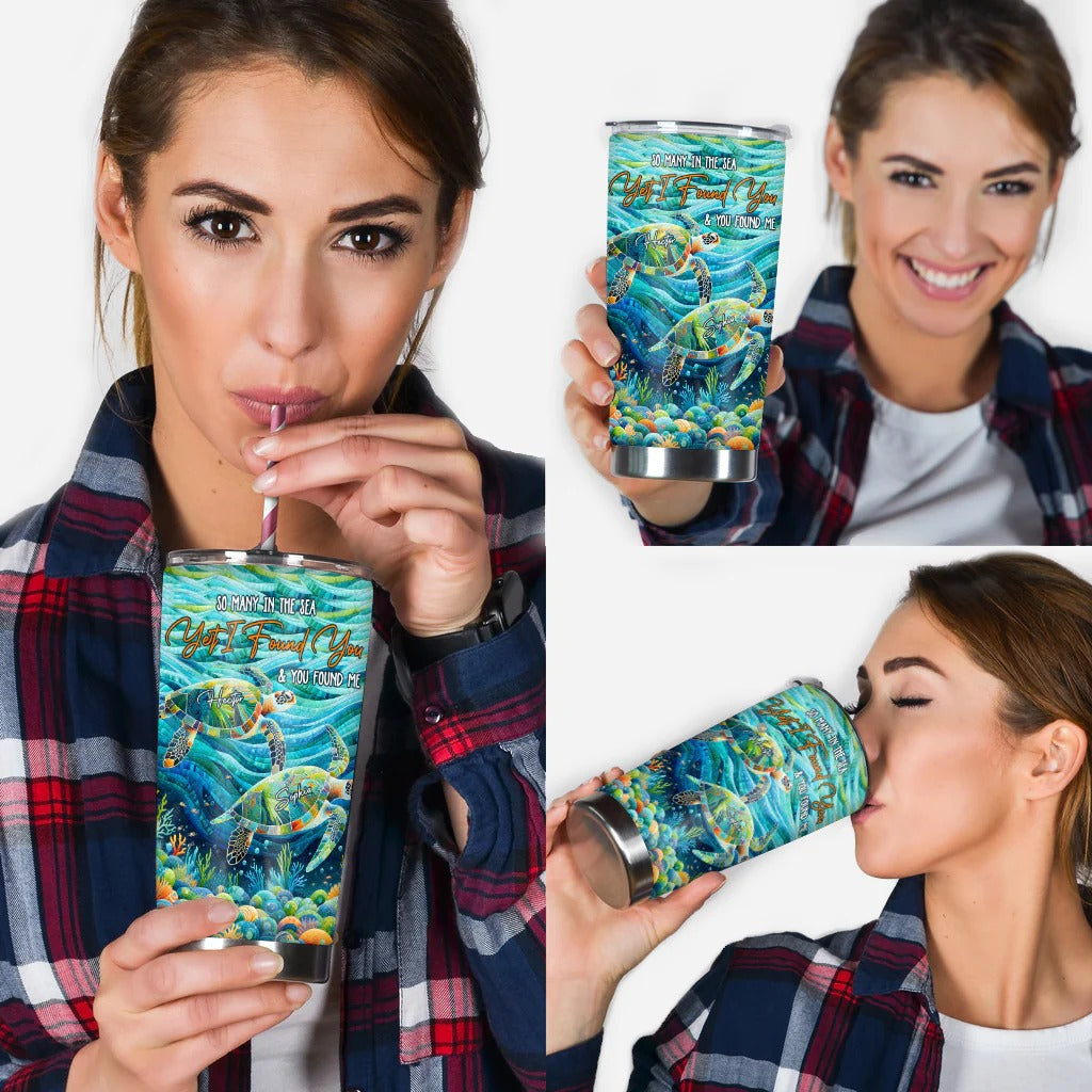 You & Me And The Sea, Personalized Turtle Tumbler