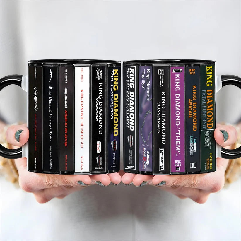 King Diamond Albums Cassette Collection Retro Accent Mug