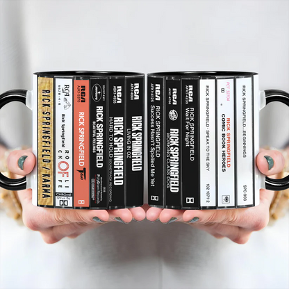 Rick Springfield Albums Cassette Collection Retro Accent Mug