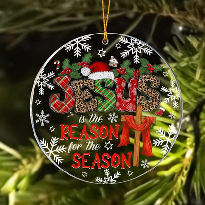 Jesus is the Reason for the Season Ornament, Circle Glass Ornament