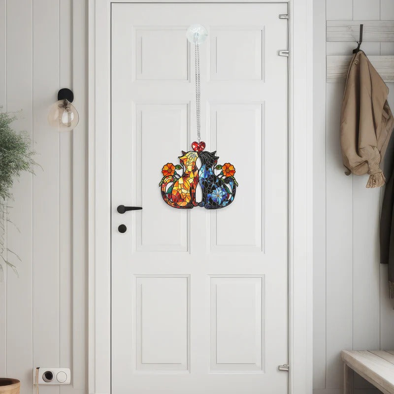 Valentine’s Day Gifts Cat Couple Acrylic Hanging , Acrylic Window Hanging