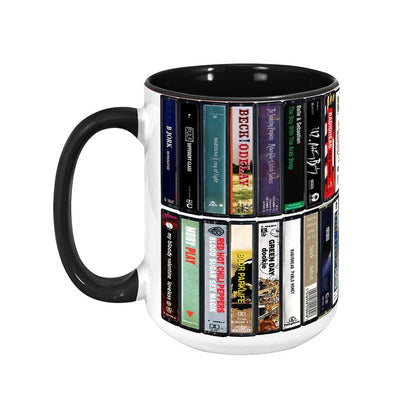 90s Music Albums Cassette Collection Retro Accent Mug