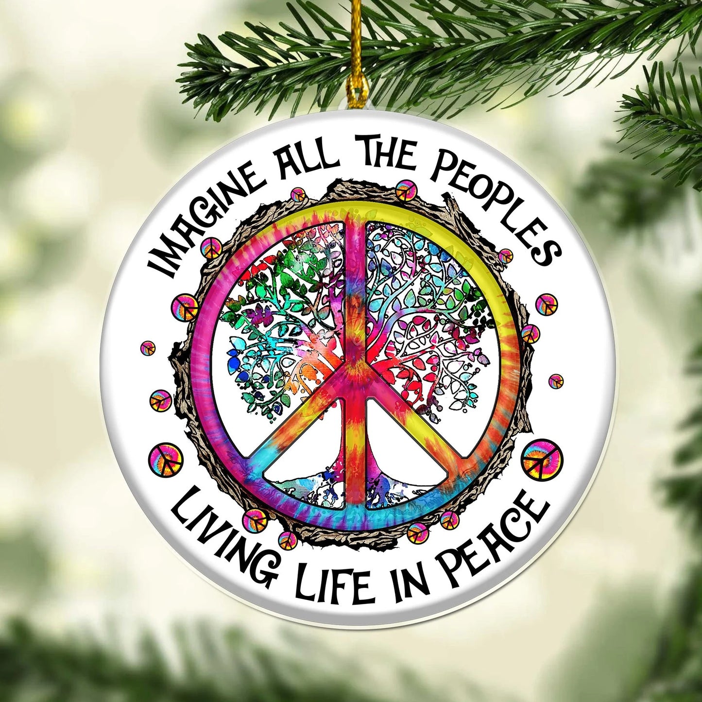 Hippie Peace Imagine All The People Living Life In Peace Christmas Acr