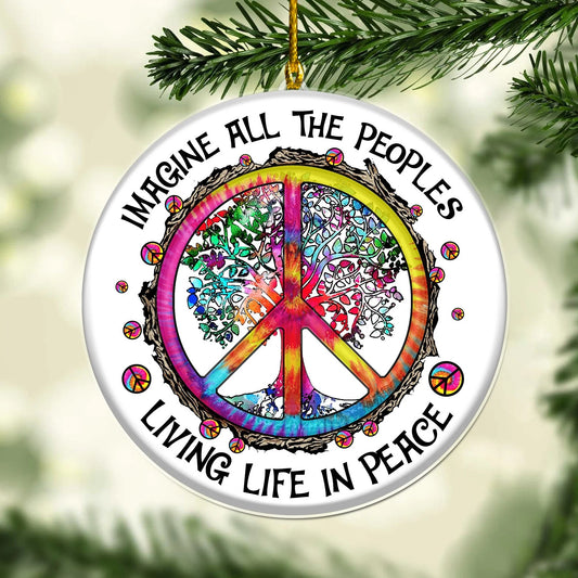 Hippie Peace Imagine All The People Living Life In Peace Christmas Acr
