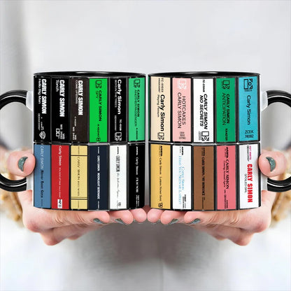 Carly Simon Albums Cassette Collection Retro Accent Mug