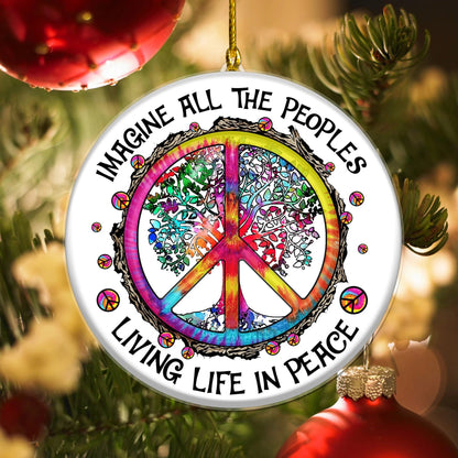 Hippie Peace Imagine All The People Living Life In Peace Christmas Acr