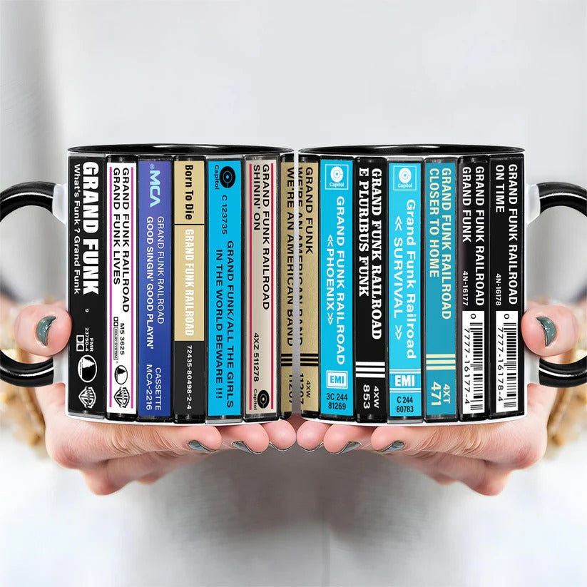 Grand Funk Railroad Albums Cassette Collection Retro Accent Mug