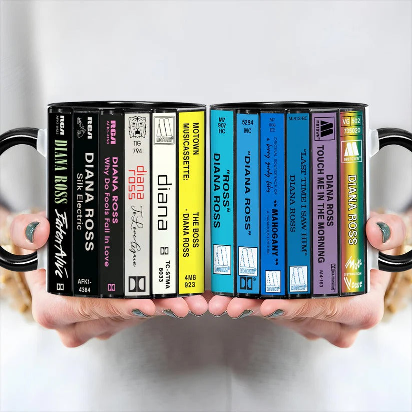 Diana Ross Albums Cassette Collection Retro Accent Mug