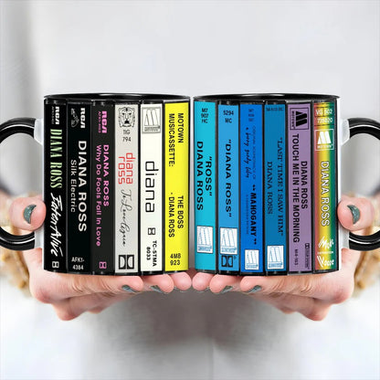Diana Ross Albums Cassette Collection Retro Accent Mug