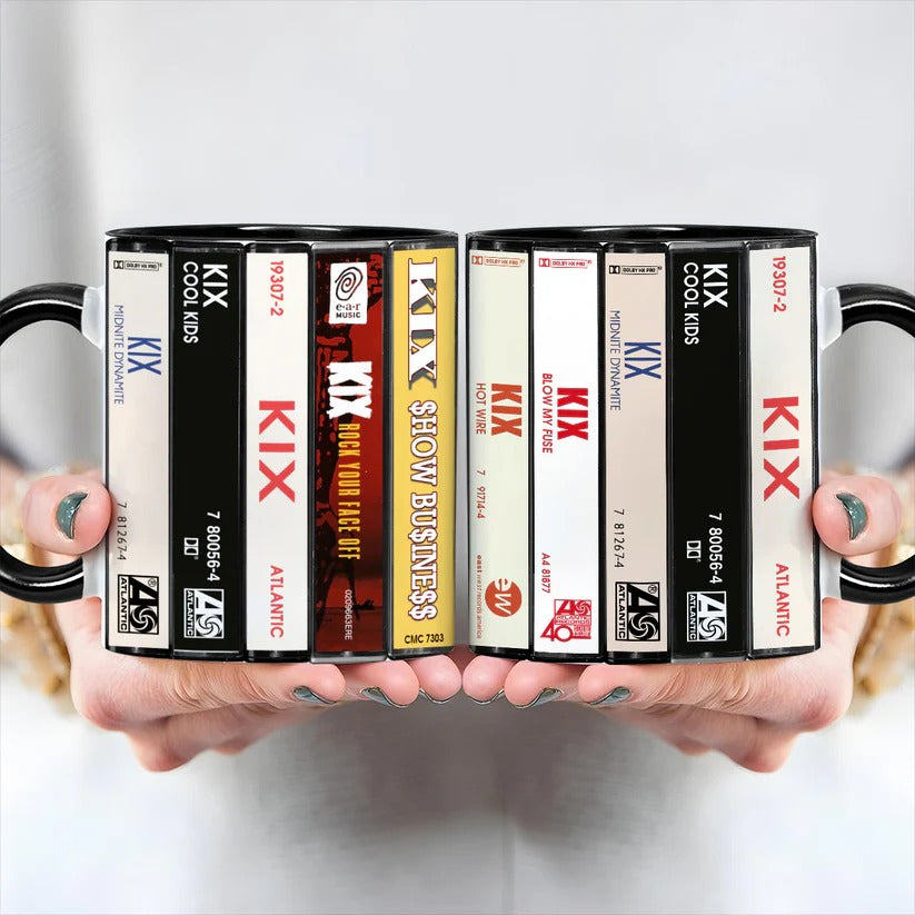 Kix Albums Cassette Collection Retro Accent Mug