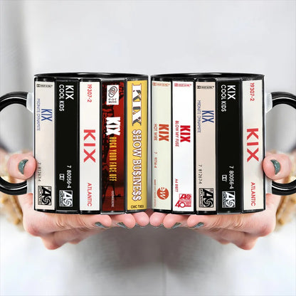 Kix Albums Cassette Collection Retro Accent Mug
