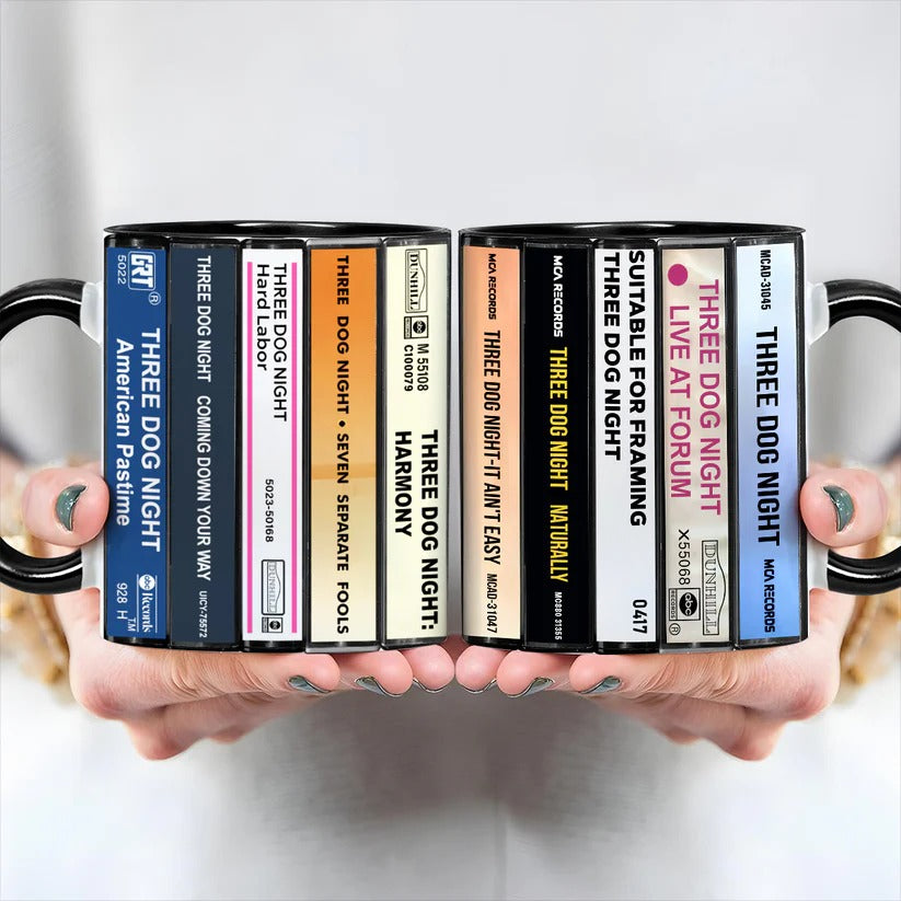 Three Dog Night Albums Cassette Collection Retro Accent Mug