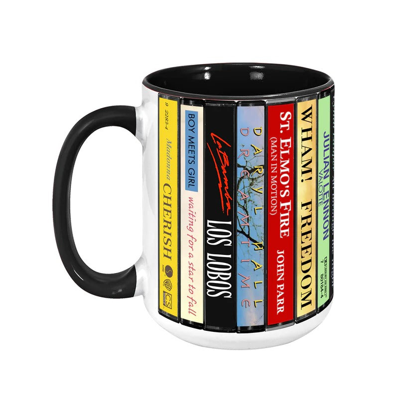 80s POP Singles Collection Albums Cassette Collection Retro Accent Mug