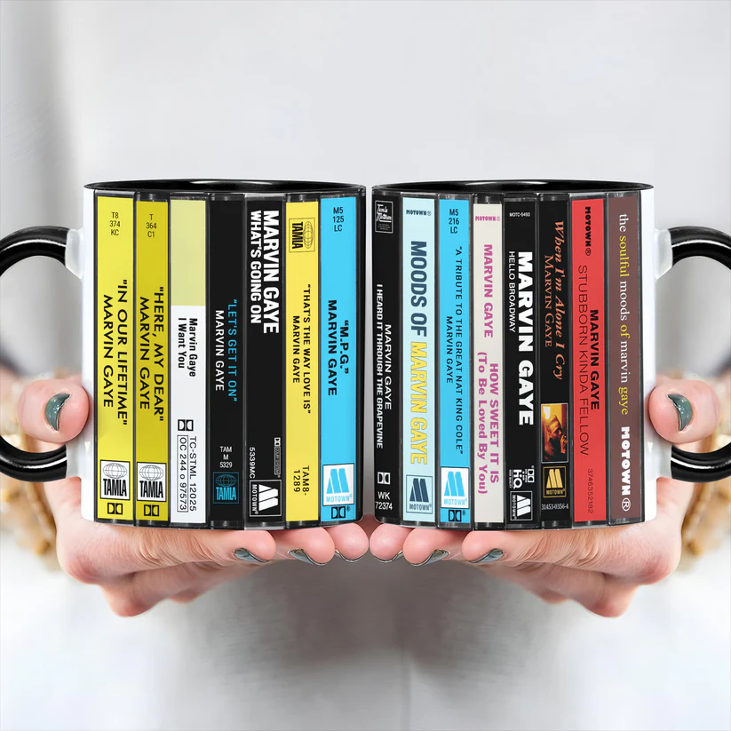 Marvin Gaye Albums Cassette Collection Retro Accent Mug