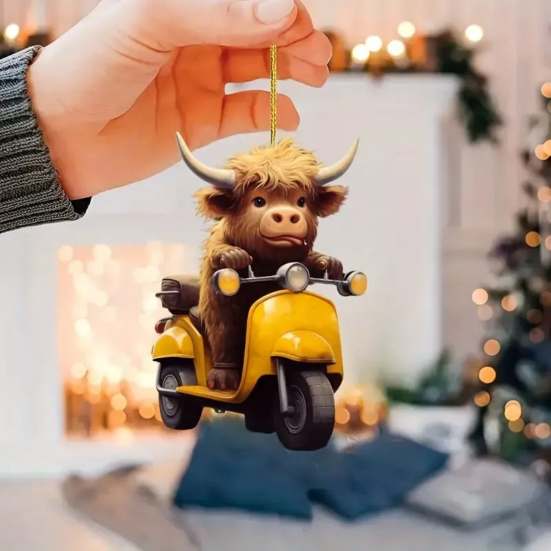 Highland Cow Cute Christmas Acrylic Ornament - Gift For Cow Lover's
