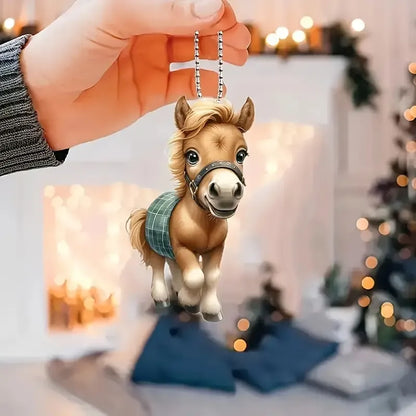 Horse Funny Running Acrylic Ornament - Gift For Horse Lover's