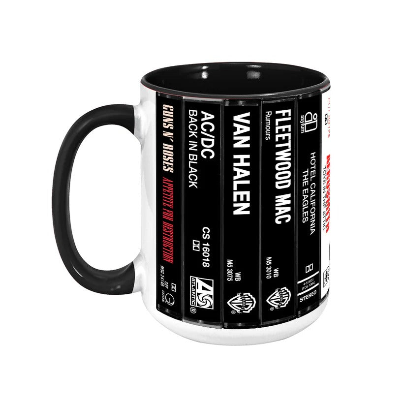 Classic Rock Band Cassette Collection Retro Accent Mug