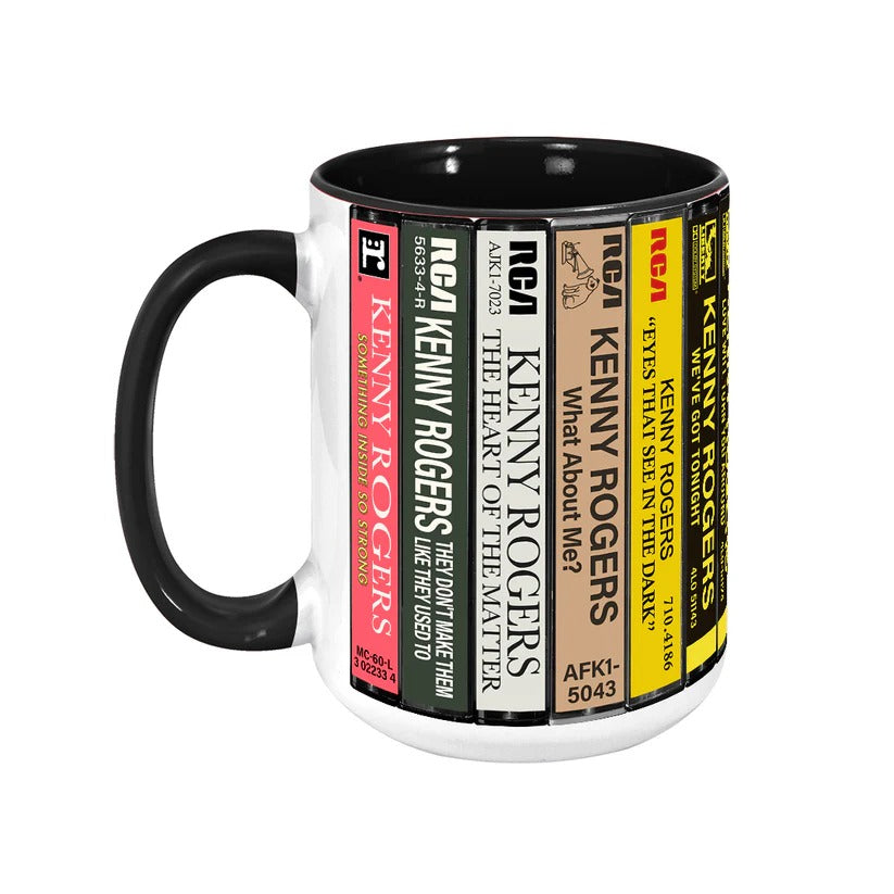 Kenny Rogers Albums Cassette Collection Retro Accent Mug