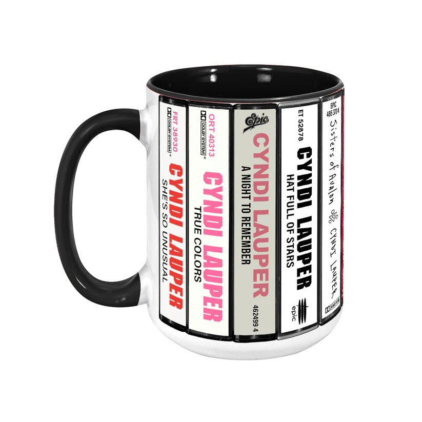 Cyndi Lauper Albums Cassette Collection Retro Accent Mug